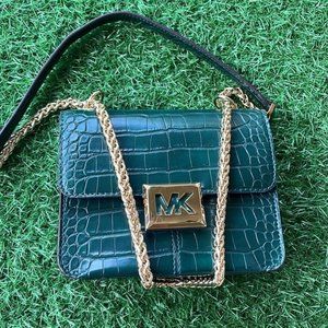 Michael Kors Sonia Small SQR Shoulder Crossbody Bag Racing Green Color